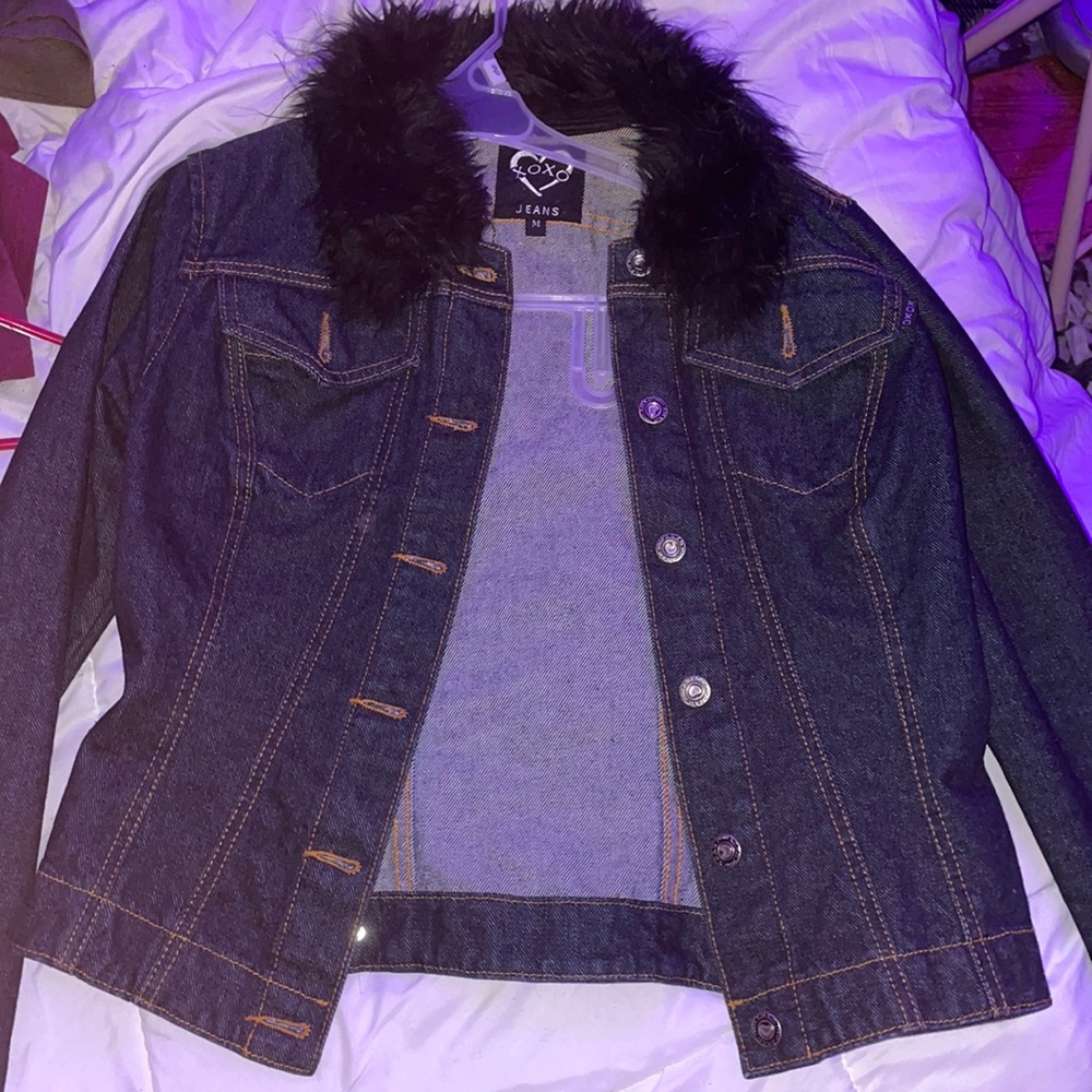 Juniors fur denim jacket